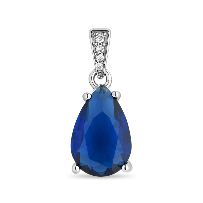Sapphire Blue Teardrop Pendant